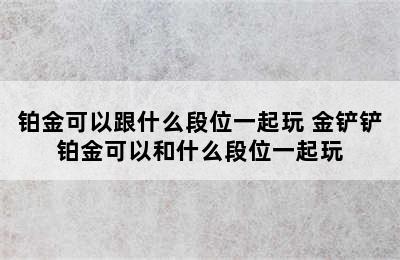 铂金可以跟什么段位一起玩 金铲铲铂金可以和什么段位一起玩